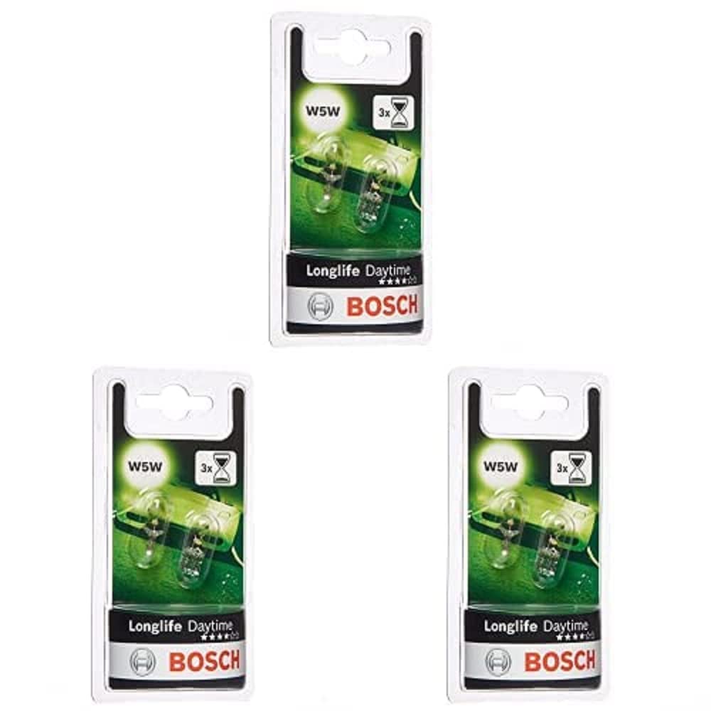 Bosch W5W Longlife Daytime Fahrzeuglampen - 12 V 5 W W2,1x9,5d - 2 Stück, 3er Pack von Bosch Automotive