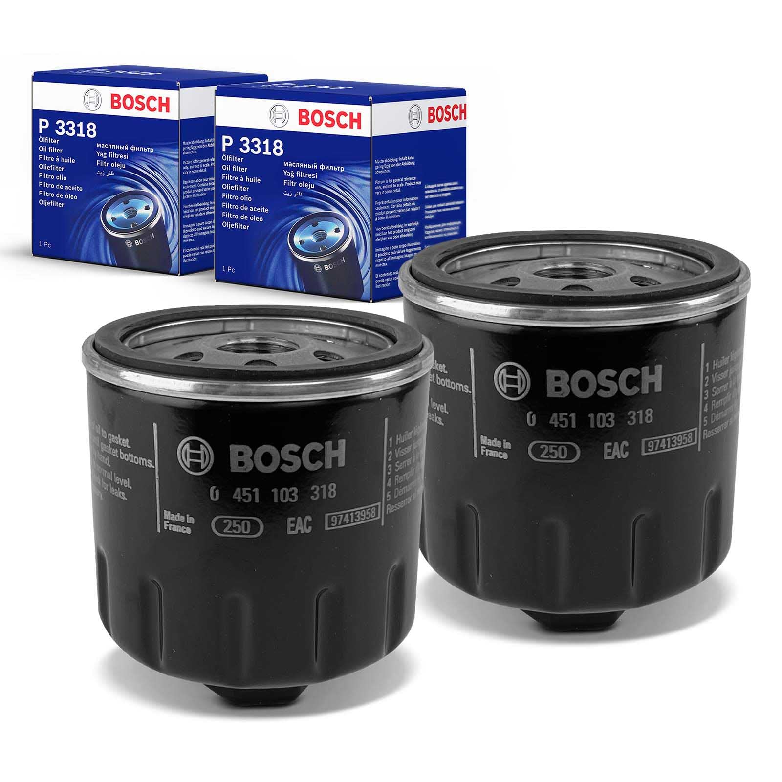 2x Original BOSCH 0451103318 Ölfilter Kompatibel mit A2 1.4L 1.6L 2000-2005 Polo 1.0L-1.6L 1990-2014 Golf III 1.4L 1.6L 1991-1997 B.o.r.a 1.4L 1.6L 2000-2005 von Bosch