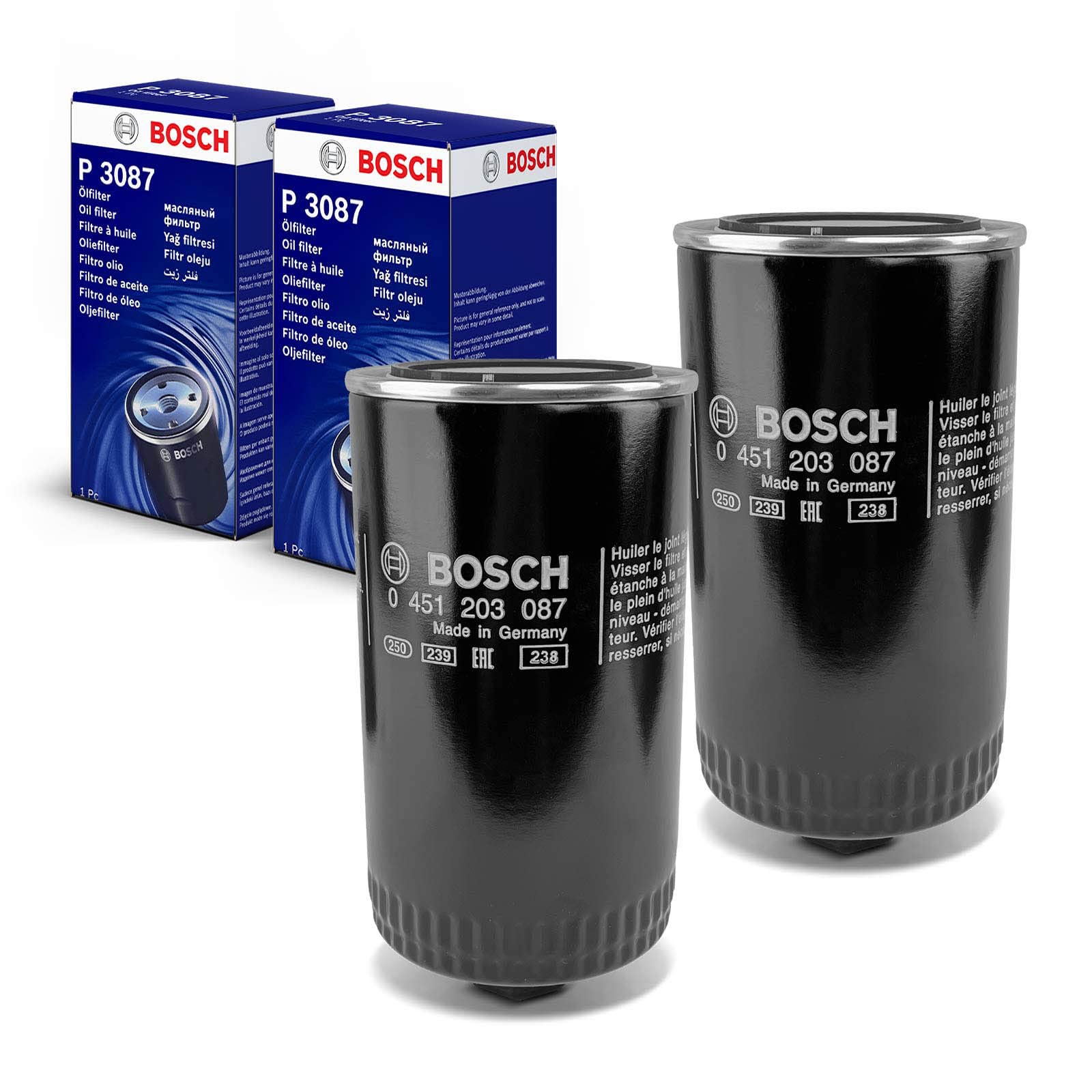 2x Original BOSCH 0451203087 Ölfilter Kompatibel mit 740 744 745 2.4L 1984-1992 Transporter IV Bus 2.4L 2.5L 1990-2003 LT 28-35 I Bus 281-363 2.4L 1982-1996 von Bosch