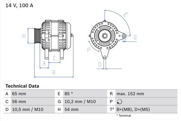 BOSCH Generator OPEL,ALFA ROMEO,VAUXHALL 0 986 047 270 55556067,6204205,6204268 Lichtmaschine,Dynamo,Lima,Altenartor 93183437,93190146,9562193 von Bosch