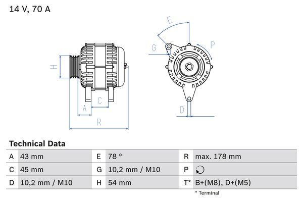 BOSCH Generator PEUGEOT,CITROËN 0 986 042 071 57052A,57054R,57054T Lichtmaschine,Dynamo,Lima,Altenartor 9627727180,9623727180,9642880280,9646153680 von Bosch