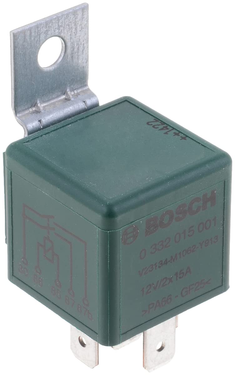 Bosch 0332015001 Mini-Relais 12V 15A, IP5K4, Betriebstemperatur von -40° C bis 85° C, Schließer-Relais, 5 Pins von Bosch