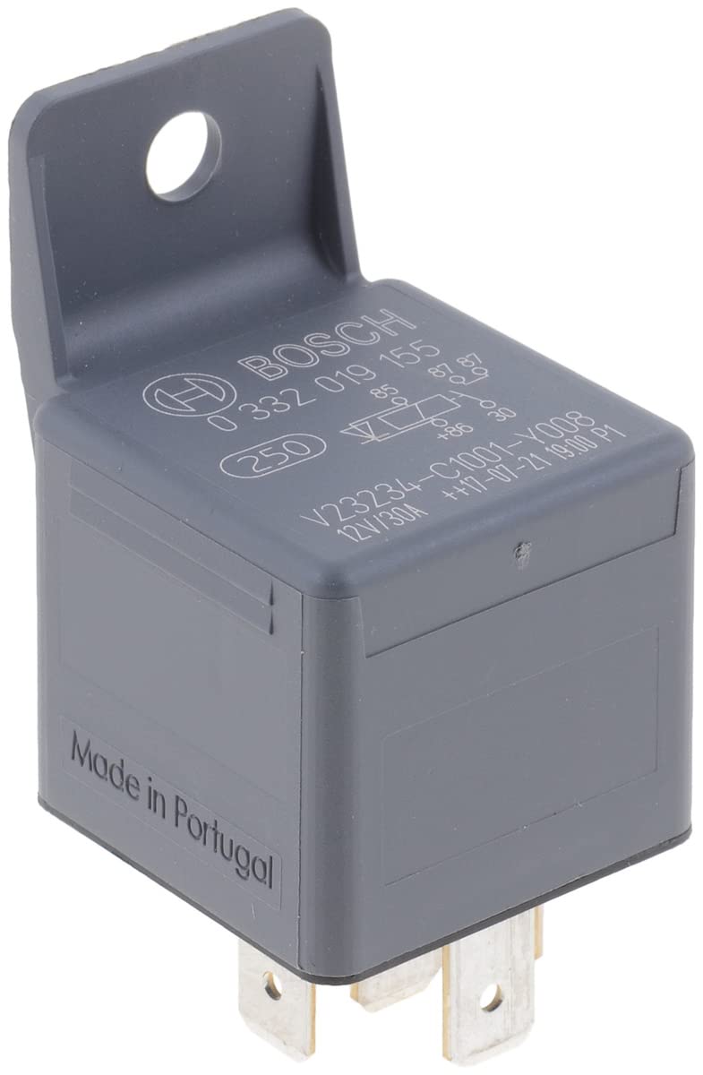 Bosch 0332019155 Mini-Relais 12V 30A, IP5K4, Betriebstemperatur von -40° bis 100°, Schließer-Relais, 5 Pins, 2x87, Relais mit Diode von Bosch