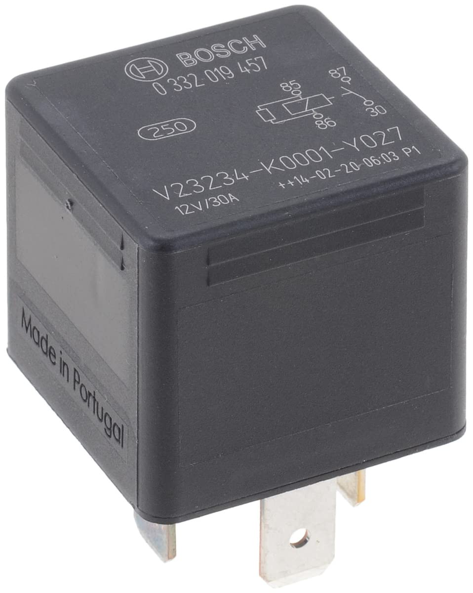 Bosch 0332019457 Mini-Relais 12V 30A, IP5K4, Betriebstemperatur von -40° bis 100°, Schließer-Relais, 4 Pins von Bosch