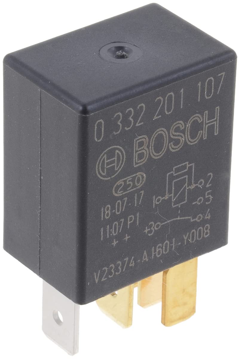 Bosch 0332201107 Micro-Relais 12V 30A, IP5K4, Betriebstemperatur von -40° bis 100°, Wechselrelais, 5 Pin Relais von Bosch