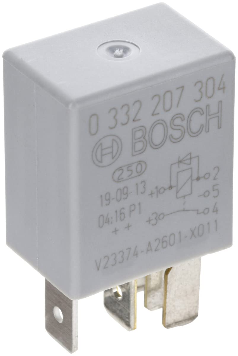 Bosch 0332207304 Micro-Relais 12V 20A, IP5K4, Betriebstemperatur von -40° bis 85°, Wechselrelais, 5 Pin Relais mit Diode von Bosch