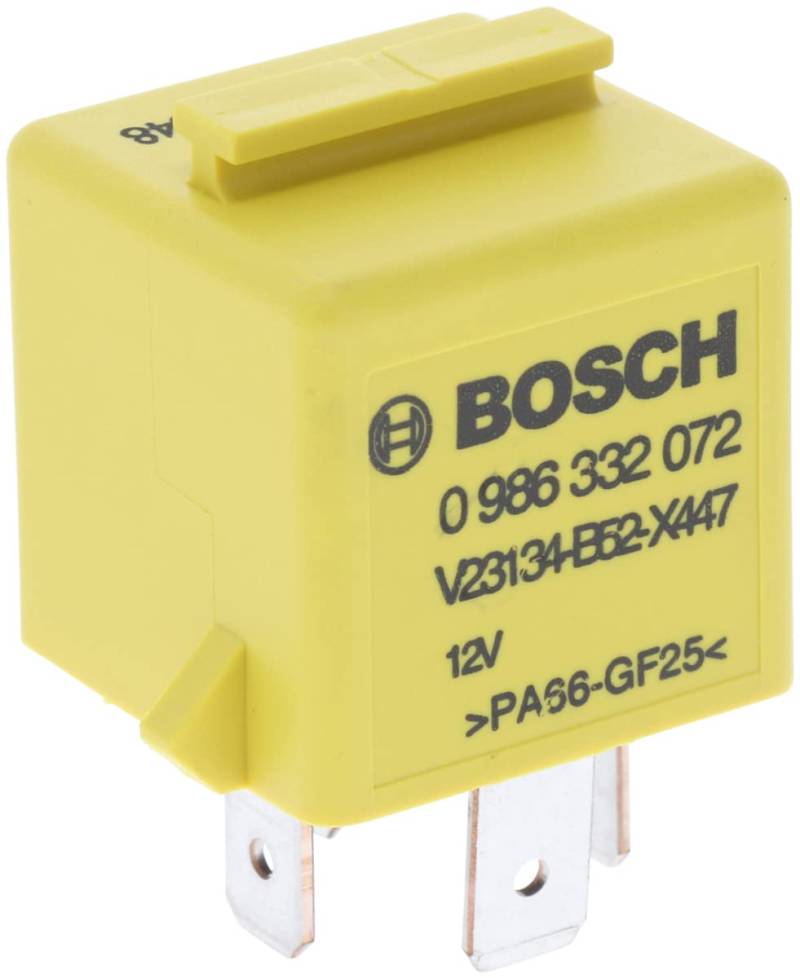 Bosch 0986332072 Mini-Relais 12V 60A, IP5K4, Betriebstemperatur von -40° C bis 85° C, Schließer-Relais, 4 Pins von Bosch