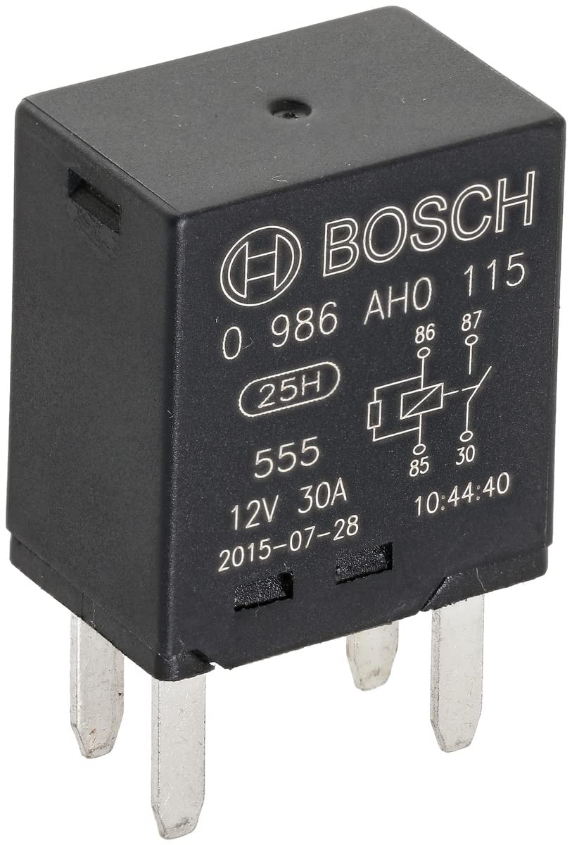 Bosch 0986AH0115 Mini-Relais 12V 30A, Betriebstemperatur von -40° bis 100°, Schließer-Relais, 4 Pins von Bosch Automotive