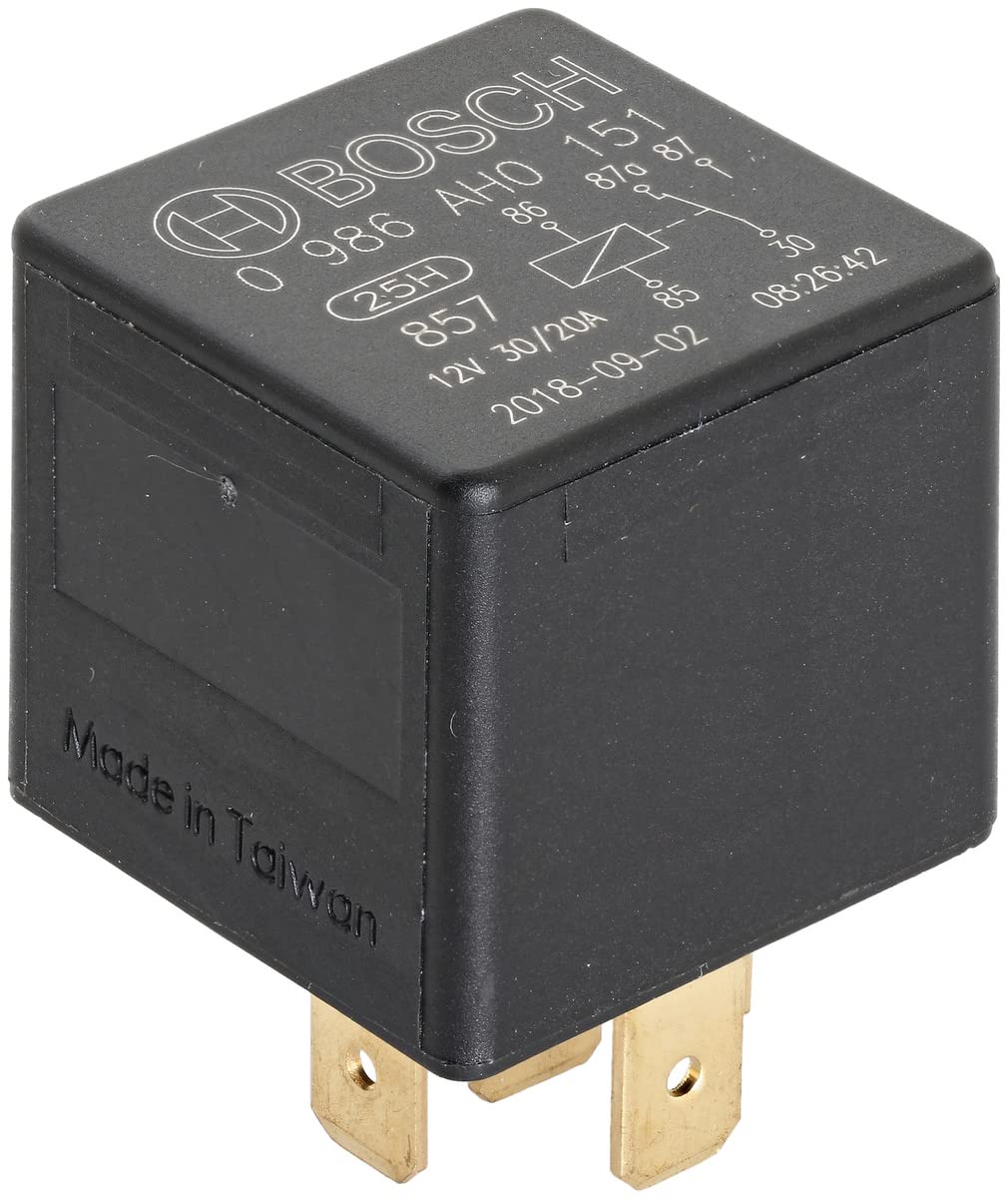 Bosch 0986AH0151 Mini-Relais 12V 20A, IP5K4, Betriebstemperatur von -40° C bis 100° C, Wechselrelais, 5 Pin Relais von Bosch