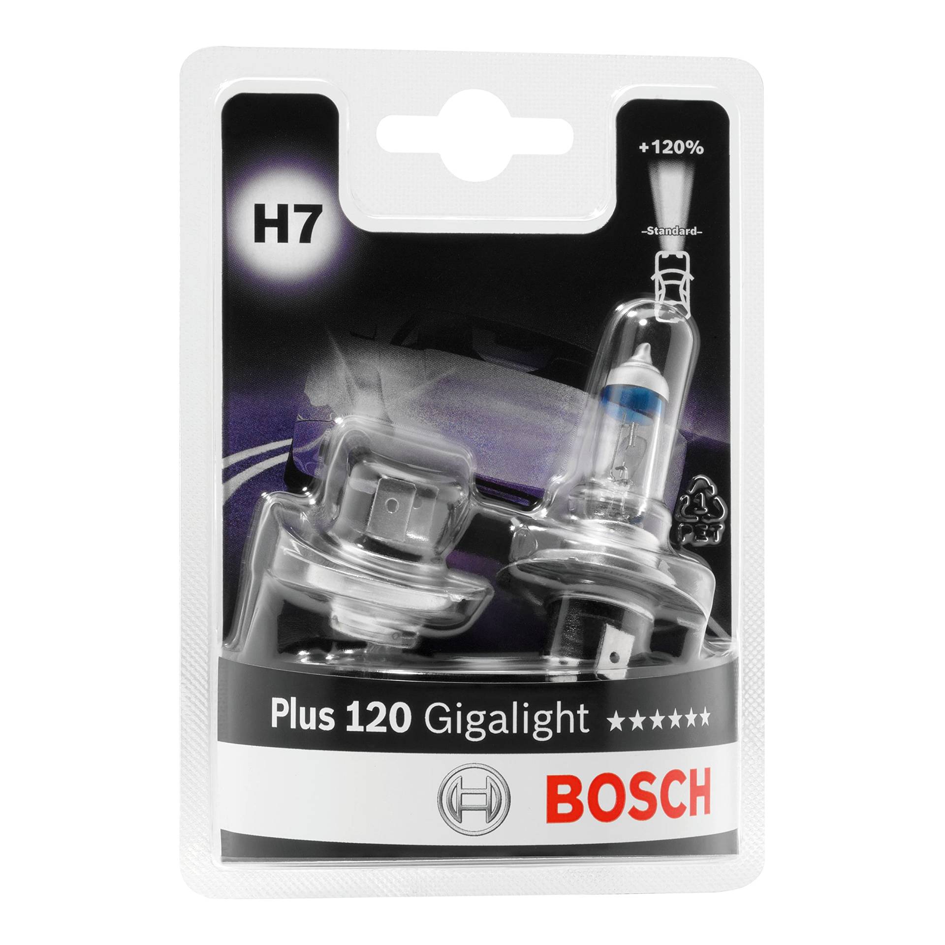 Bosch H7 Plus 120 Gigalight Fahrzeuglampe 12V 55W PX26d (2 Stück) von Bosch Automotive