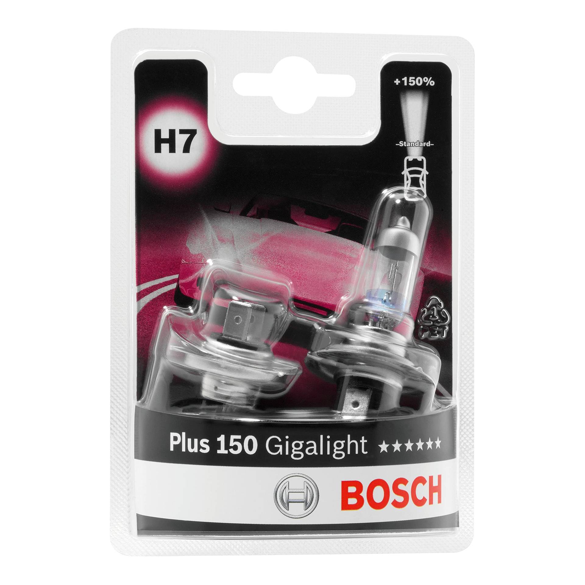 Bosch H7 Plus 150 Gigalight Fahrzeuglampe 12V 55W PX26d (2 Stück) von Bosch Automotive