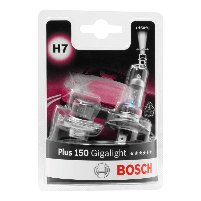 Bosch H7 Plus 150 Gigalight Fahrzeuglampe 12V 55W PX26d (2 Stück) von Bosch