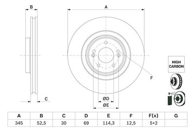 Bosch 1x Bremsscheibe [Hersteller-Nr. 0986479G26] für Hyundai von Bosch