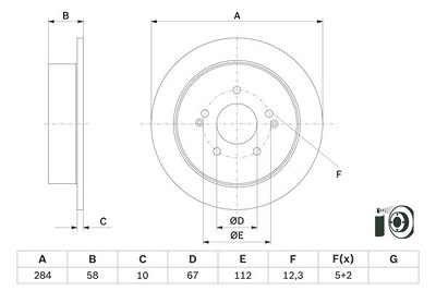 Bosch 1x Bremsscheibe [Hersteller-Nr. 0986479H16] für Ssangyong von Bosch