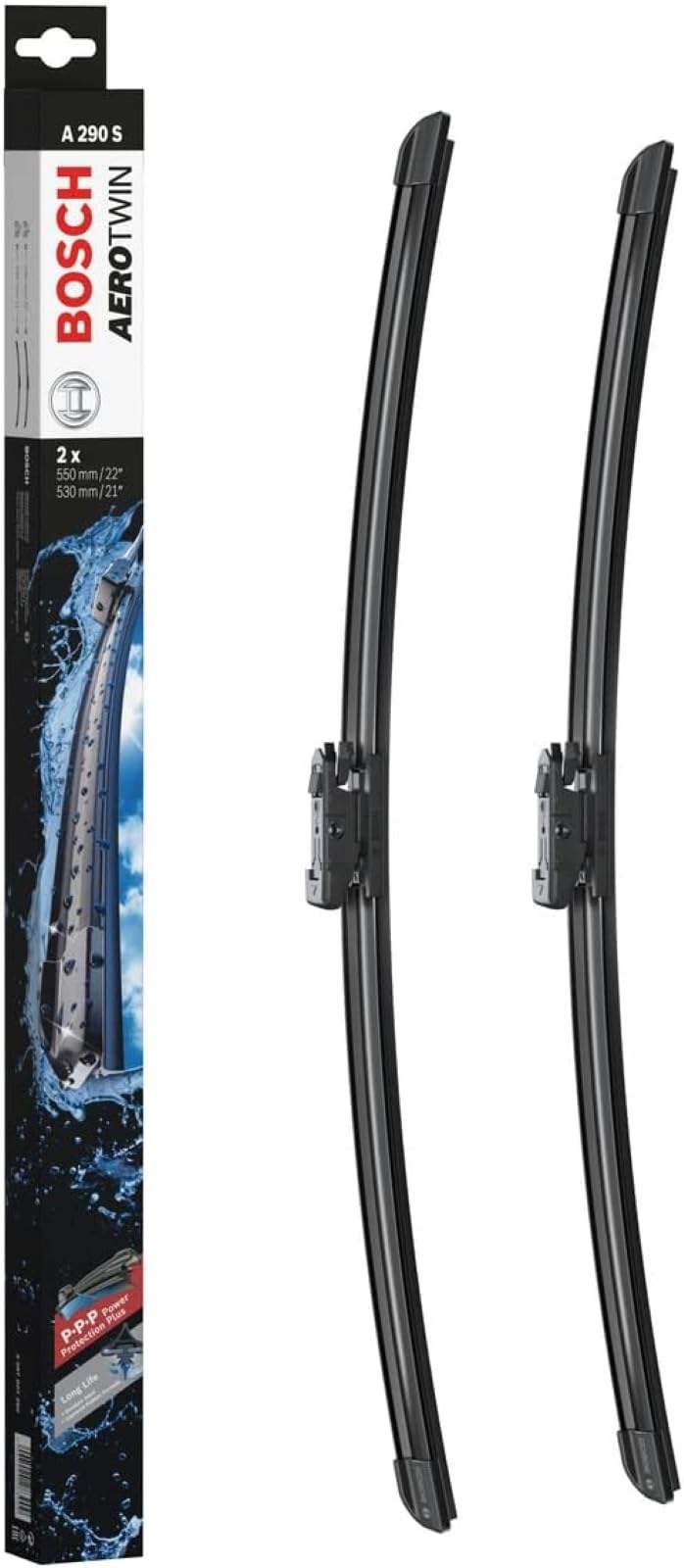 Bosch Scheibenwischer Super Plus Spoiler SP21/20S, Länge: 530mm/500mm − Set für Frontscheibe - Nur für Rechtslenker-Fahrzeuge (UK) von Bosch