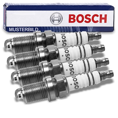 Bosch 4x Zündkerze Doppelplatin FR7KPP33+ [Hersteller-Nr. 0 242 236 564] für Audi, Bentley, Opel, Saab, Seat, Skoda, VW von Bosch