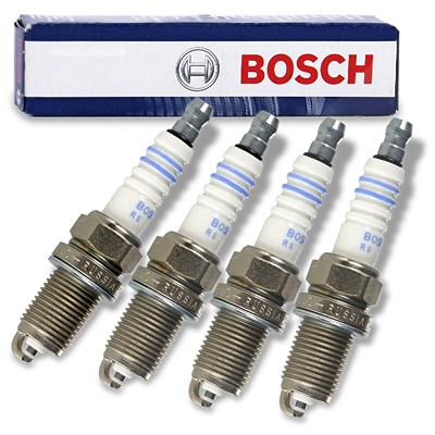 Bosch 4x Zündkerze FR8DC+ [Hersteller-Nr. 0242229659] für Buick, Chevrolet, Chrysler, Daewoo, Dodge, Fiat, Hyundai, Kia, Lancia, Mazda, Mercedes-Benz, von Bosch