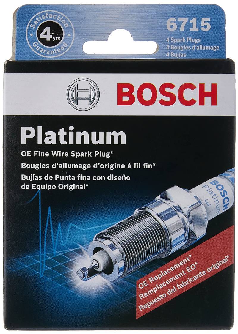 Bosch 6715 OE Feindraht-Platin-Zündkerze, 4 Stück von Bosch