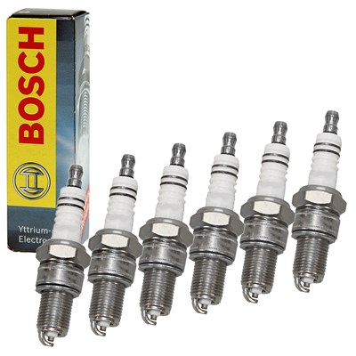 Bosch 6x Zündkerze für Alfa Romeo, Audi, Caterham, Ferrari, Fiat, Ford, Ginetta, Lancia, Mercedes-Benz, Mg, Mitsubishi, Moskvich, Reliant, Rover, Suzu von Bosch