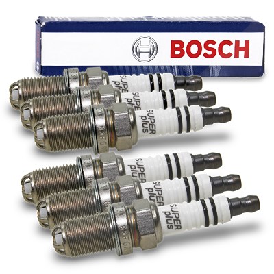 Bosch 6x Zündkerze FGR7DQE+ [Hersteller-Nr. 0242235748] für Audi, Citroën, Peugeot, Skoda, Volvo, VW von Bosch