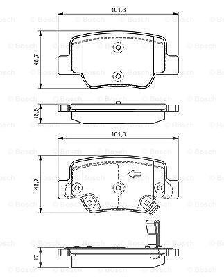 Bosch Bremsbeläge hinten (Satz) [Hersteller-Nr. 0986494404] für Toyota von Bosch