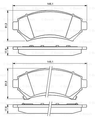 Bosch Bremsbelagsatz, Scheibenbremse [Hersteller-Nr. 0986424466] für Cadillac, Chevrolet, Opel von Bosch