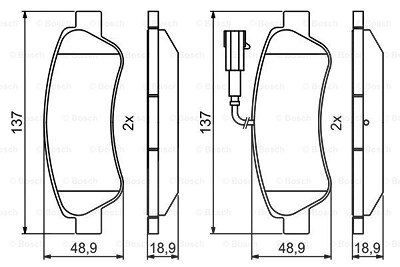 Bosch Bremsbelagsatz, Scheibenbremse [Hersteller-Nr. 0986494994] für Citroën, Fiat, Peugeot von Bosch