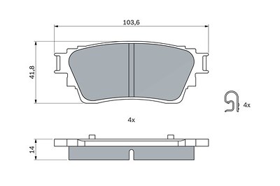 Bosch Bremsbelagsatz, Scheibenbremse [Hersteller-Nr. 0986460008] für Mitsubishi von Bosch