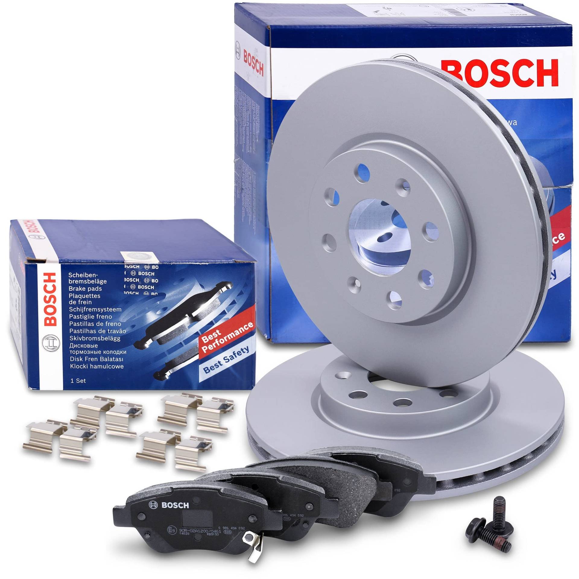 Bosch Bremsenset Vorderachse inkl. Bremsscheiben Vorne Ø 257,4 mm Belüftet und Bremsbeläge Vorne, Passend für OPEL ADAM (M13), CORSA D (S07), CORSA D Kasten/Schrägheck (S07) von Bosch