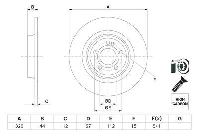 Bosch 1x Bremsscheibe [Hersteller-Nr. 0986479F13] für Mercedes-Benz von Bosch