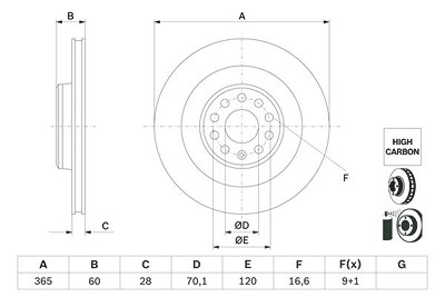 Bosch 1x Bremsscheibe [Hersteller-Nr. 0986479G56] für Tesla von Bosch