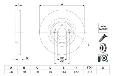 Bosch Bremsscheibe [Hersteller-Nr. 0986479G93] für Hyundai, Kia von Bosch