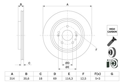 Bosch Bremsscheibe [Hersteller-Nr. 0986479H17] für Hyundai von Bosch