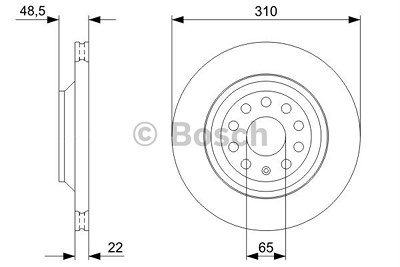 Bosch Bremsscheibe Hinterachse Belüftet [Hersteller-Nr. 0986479303] für Audi, Cupra, Seat, Skoda, VW von Bosch