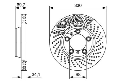 Bosch 1x Bremsscheibe [Hersteller-Nr. 0986479580] für Porsche von Bosch