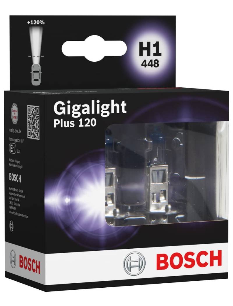 Bosch H1 Plus 120 Gigalight Fahrzeuglampe 12V 55W P14,5s (2 Stück) von Bosch