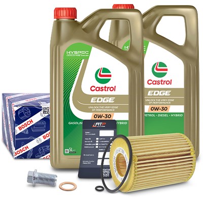 Bosch Ölfilter+Schraube+10 L Castrol 0W-30 für Chrysler, Jeep von Bosch