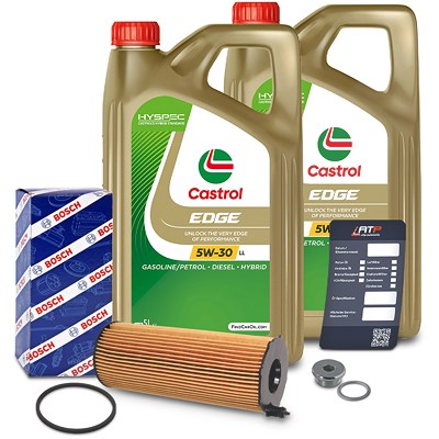 Bosch Ölfilter+Schraube+10 L Castrol 5W-30 LL für Audi, VW von Bosch