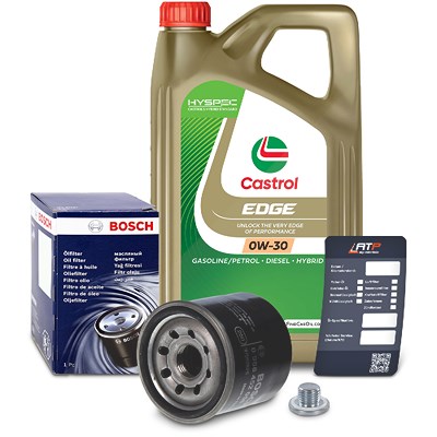 Bosch Ölfilter+Schraube+5 L Castrol 0W-30 für Nissan, Opel, Suzuki von Bosch