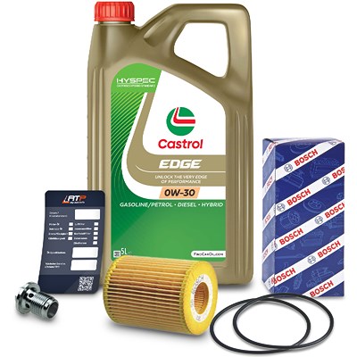 Bosch Ölfilter+Schraube+5 L Castrol 0W-30 für Fiat, Opel, Saab, Vauxhall von Bosch