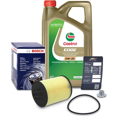 Bosch Ölfilter+Schraube+5 L Castrol 0W-30 für Opel, Suzuki von Bosch