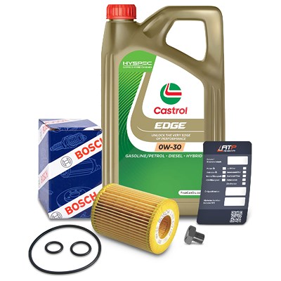 Bosch Ölfilter+Schraube+5 L Castrol 0W-30 für Opel von Bosch