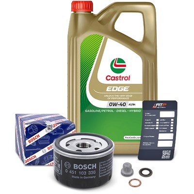 Bosch Ölfilter+Schraube+5 L Castrol 0W-40 für Nissan, Renault von Bosch