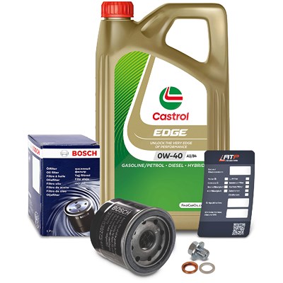 Bosch Ölfilter+Schraube+5 L Castrol 0W-40 für Nissan, Renault von Bosch