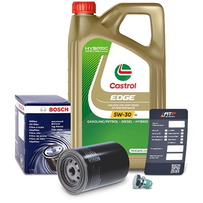 Bosch Ölfilter+Schraube+5 L Castrol 5W-30 LL für Audi, VW von Bosch