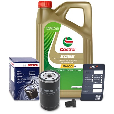 Bosch Ölfilter+Schraube+5 L Castrol 5W-30 LL für Audi, Seat, VW von Bosch