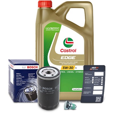 Bosch Ölfilter+Schraube+5 L Castrol 5W-30 LL für Audi, Seat, Skoda, VW von Bosch