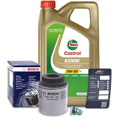 Bosch Ölfilter+Schraube+5 L Castrol 5W-30 LL für Audi, Seat, Skoda, VW von Bosch