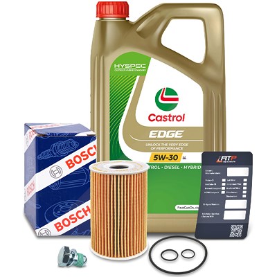 Bosch Ölfilter+Schraube+5 L Castrol 5W-30 LL für Audi, Seat, Skoda, VW von Bosch