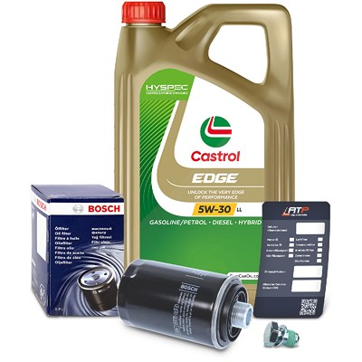 Bosch Ölfilter+Schraube+5 L Castrol 5W-30 LL für Audi, Seat, Skoda, VW von Bosch